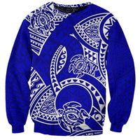 Polynesian Pride Hawaii Sweatshirt Hawaiian Tribal Honu Blue Version - Wonder Print Shop