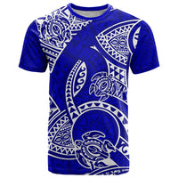 Polynesian Pride Hawaii T Shirt Hawaiian Tribal Honu Blue Version - Wonder Print Shop