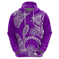 Polynesian Pride Hawaii Hoodie Hawaiian Tribal Honu Purple Version - Wonder Print Shop