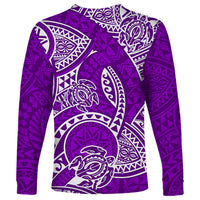 Polynesian Pride Hawaii Long Sleeve Shirt Hawaiian Tribal Honu Purple Version - Wonder Print Shop