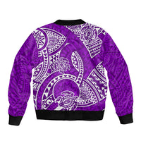 Polynesian Pride Hawaii Sleeve Zip Bomber Jacket Hawaiian Tribal Honu Purple Version - Wonder Print Shop