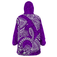 Polynesian Pride Hawaii Wearable Blanket Hoodie Hawaiian Tribal Honu Purple Version - Wonder Print Shop