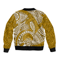 Polynesian Pride Hawaii Bomber Jacket Hawaiian Tribal Honu Gold Version - Wonder Print Shop