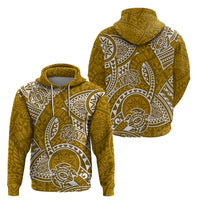 Polynesian Pride Hawaii Hoodie Hawaiian Tribal Honu Gold Version - Wonder Print Shop