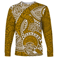 Polynesian Pride Hawaii Long Sleeve Shirt Hawaiian Tribal Honu Gold Version - Wonder Print Shop