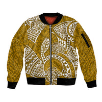 Polynesian Pride Hawaii Sleeve Zip Bomber Jacket Hawaiian Tribal Honu Gold Version - Wonder Print Shop