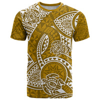 Polynesian Pride Hawaii T Shirt Hawaiian Tribal Honu Gold Version - Wonder Print Shop