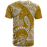 Polynesian Pride Hawaii T Shirt Hawaiian Tribal Honu Gold Version - Wonder Print Shop