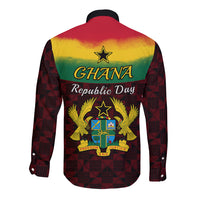 1 July Ghana Republic Day Long Sleeve Button Shirt African Pattern Mix Flag Unique Style - Wonder Print Shop