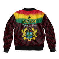 1 July Ghana Republic Day Sleeve Zip Bomber Jacket African Pattern Mix Flag Unique Style - Wonder Print Shop