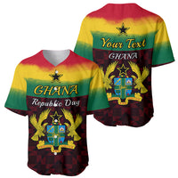 Personalised 1 July Ghana Republic Day Baseball Jersey African Pattern Mix Flag Unique Style - Wonder Print Shop