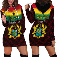 Personalised 1 July Ghana Republic Day Hoodie Dress African Pattern Mix Flag Unique Style - Wonder Print Shop