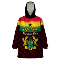 Personalised 1 July Ghana Republic Day Wearable Blanket Hoodie African Pattern Mix Flag Unique Style - Wonder Print Shop