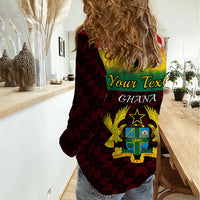 Personalised 1 July Ghana Republic Day Women Casual Shirt African Pattern Mix Flag Unique Style - Wonder Print Shop