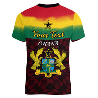 Personalised 1 July Ghana Republic Day Women V Neck T Shirt African Pattern Mix Flag Unique Style - Wonder Print Shop