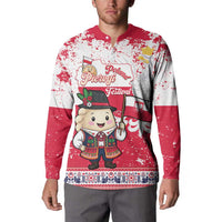 Poland Pierogi Festival Button Sweatshirt Funny Dumpling Costume With Flag - Wonder Print Shop