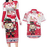 Poland Pierogi Festival Couples Matching Long Sleeve Bodycon Dress and Hawaiian Shirt Funny Dumpling Costume With Flag - Wonder Print Shop
