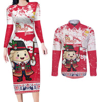 Poland Pierogi Festival Couples Matching Long Sleeve Bodycon Dress and Long Sleeve Button Shirt Funny Dumpling Costume With Flag - Wonder Print Shop