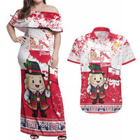 Poland Pierogi Festival Couples Matching Off Shoulder Maxi Dress and Hawaiian Shirt Funny Dumpling Costume With Flag - Wonder Print Shop