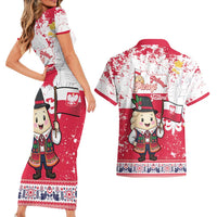 Poland Pierogi Festival Couples Matching Short Sleeve Bodycon Dress and Hawaiian Shirt Funny Dumpling Costume With Flag - Wonder Print Shop