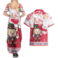 Poland Pierogi Festival Couples Matching Summer Maxi Dress and Hawaiian Shirt Funny Dumpling Costume With Flag - Wonder Print Shop