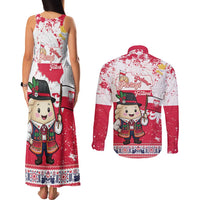 Poland Pierogi Festival Couples Matching Tank Maxi Dress and Long Sleeve Button Shirt Funny Dumpling Costume With Flag - Wonder Print Shop