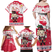 Poland Pierogi Festival Family Matching Off Shoulder Maxi Dress and Hawaiian Shirt Funny Dumpling Costume With Flag - Wonder Print Shop