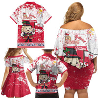 Poland Pierogi Festival Family Matching Off Shoulder Short Dress and Hawaiian Shirt Funny Dumpling Costume With Flag - Wonder Print Shop