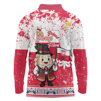 Poland Pierogi Festival Long Sleeve Polo Shirt Funny Dumpling Costume With Flag - Wonder Print Shop