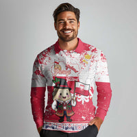 Poland Pierogi Festival Long Sleeve Polo Shirt Funny Dumpling Costume With Flag - Wonder Print Shop