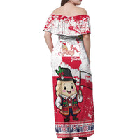 Poland Pierogi Festival Off Shoulder Maxi Dress Funny Dumpling Costume With Flag - Wonder Print Shop