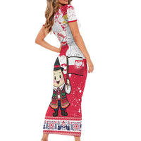 Poland Pierogi Festival Short Sleeve Bodycon Dress Funny Dumpling Costume With Flag - Wonder Print Shop