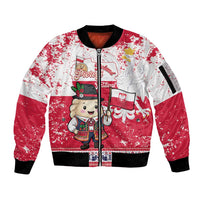 Poland Pierogi Festival Sleeve Zip Bomber Jacket Funny Dumpling Costume With Flag - Wonder Print Shop