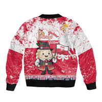 Poland Pierogi Festival Sleeve Zip Bomber Jacket Funny Dumpling Costume With Flag - Wonder Print Shop
