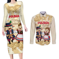 Personalised Pierogi Festival Poland Couples Matching Long Sleeve Bodycon Dress and Long Sleeve Button Shirt Polska Dumpling Kocham - Wonder Print Shop