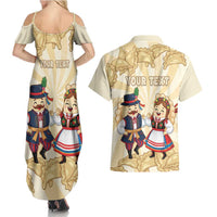 Personalised Pierogi Festival Poland Couples Matching Summer Maxi Dress and Hawaiian Shirt Polska Dumpling Kocham - Wonder Print Shop
