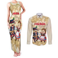 Personalised Pierogi Festival Poland Couples Matching Tank Maxi Dress and Long Sleeve Button Shirt Polska Dumpling Kocham - Wonder Print Shop