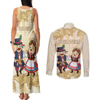 Personalised Pierogi Festival Poland Couples Matching Tank Maxi Dress and Long Sleeve Button Shirt Polska Dumpling Kocham - Wonder Print Shop