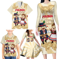 Personalised Pierogi Festival Poland Family Matching Long Sleeve Bodycon Dress and Hawaiian Shirt Polska Dumpling Kocham - Wonder Print Shop