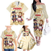 Personalised Pierogi Festival Poland Family Matching Off The Shoulder Long Sleeve Dress and Hawaiian Shirt Polska Dumpling Kocham - Wonder Print Shop