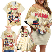 Personalised Pierogi Festival Poland Family Matching Off Shoulder Short Dress and Hawaiian Shirt Polska Dumpling Kocham - Wonder Print Shop