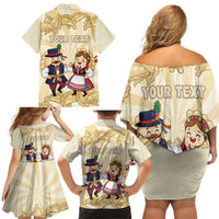 Personalised Pierogi Festival Poland Family Matching Off Shoulder Short Dress and Hawaiian Shirt Polska Dumpling Kocham - Wonder Print Shop