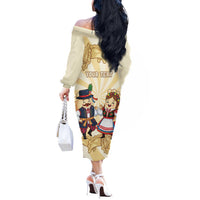 Personalised Pierogi Festival Poland Off The Shoulder Long Sleeve Dress Polska Dumpling Kocham - Wonder Print Shop