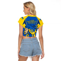 Ukraine Raglan Cropped T Shirt Happy Ukrainian 32nd Independence Anniversary - Wonder Print Shop