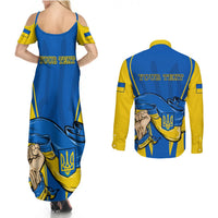 Custom Ukraine Couples Matching Summer Maxi Dress and Long Sleeve Button Shirts Happy Ukrainian 32nd Independence Anniversary - Wonder Print Shop