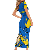 Custom Ukraine Short Sleeve Bodycon Dress Happy Ukrainian 32nd Independence Anniversary - Wonder Print Shop