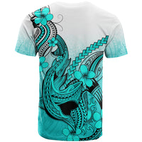 Hawaii T Shirt Polynesian Shark Tattoo With Plumeria Turquoise Gradient - Wonder Print Shop