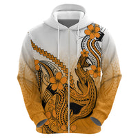 Hawaii Hoodie Polynesian Shark Tattoo With Plumeria Orange Gradient - Wonder Print Shop