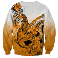 Hawaii Sweatshirt Polynesian Shark Tattoo With Plumeria Orange Gradient - Wonder Print Shop