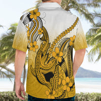 Hawaii Hawaiian Shirt Polynesian Shark Tattoo With Plumeria Gold Gradient - Wonder Print Shop